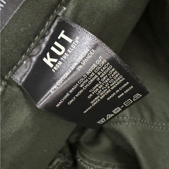 Kut From The Kloth Pants Jeans Ankle Straight Leg Dark Green Solid Cotton Forest - Picture 10 of 11